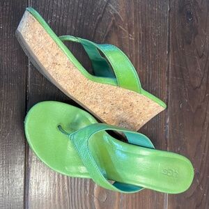 UGG Lime Green Cork Wedge Sandals-Never Worn
